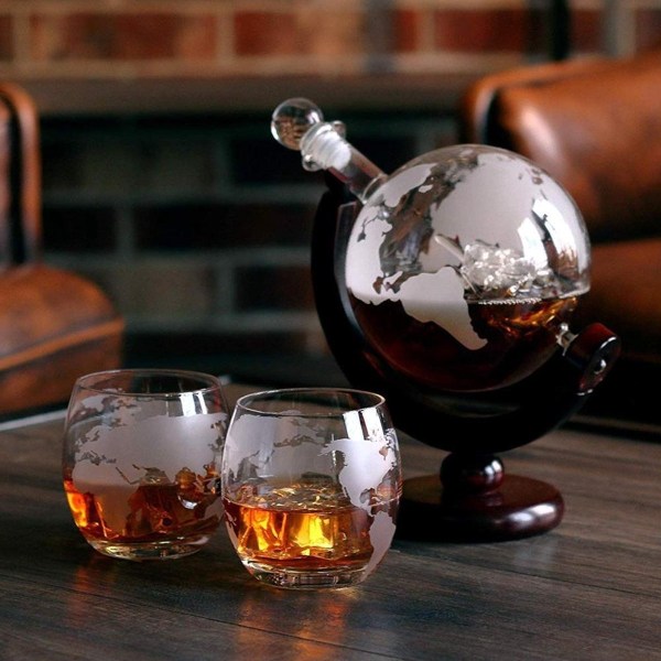 Globus Karaffel Sæt - Whiskeyglas & Whiskeysten - 850 ml Transparent