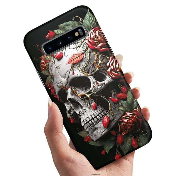 Deksel / Mobildeksel til Samsung Galaxy S10 Plus - Skull Roses