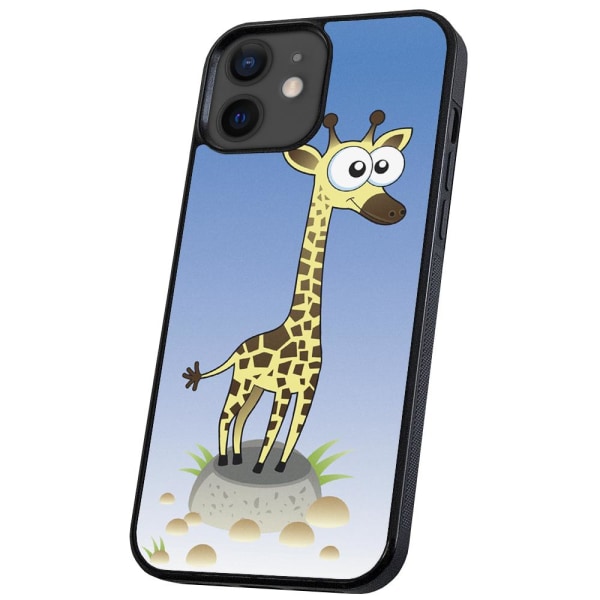 iPhone 12/12 Pro - Deksel/Mobildeksel Tegnet Giraff Multicolor
