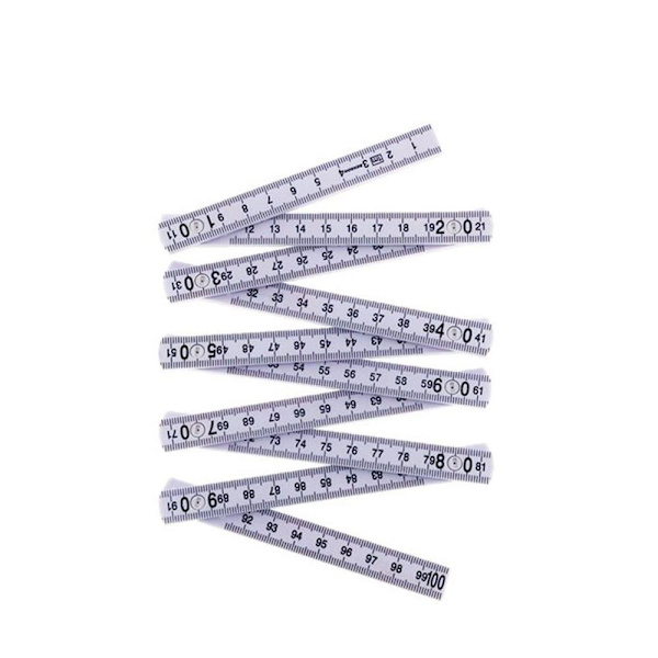 Tumstock i Plast / Måttstock - 1m Vit