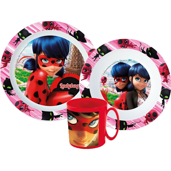 Miraculous Ladybug middagsset, mikropartikelset med 350 ml mugg