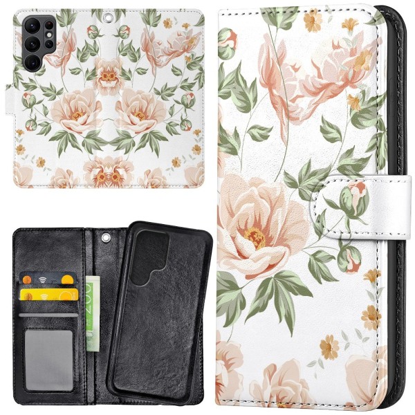 Samsung Galaxy S23 Ultra - Mobilcover/Etui Cover Blomstermønster