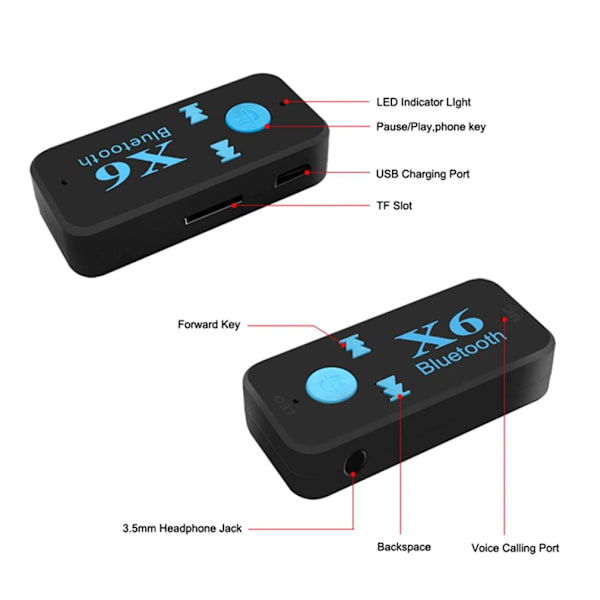 Bluetooth-musiikin vastaanotin - Lähetin Aux-liitännällä autoon Black