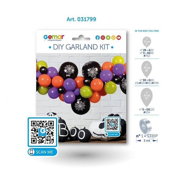 Färgglad Halloween ballonggirland-set 65 delar