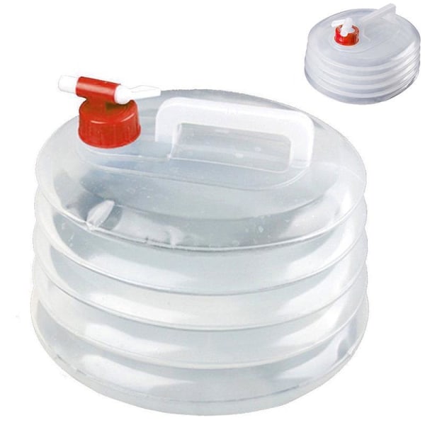 3-Pack - 5L Vattendunk med Kran - Hopfällbar Vattenbehållare Transparent 3-Pack