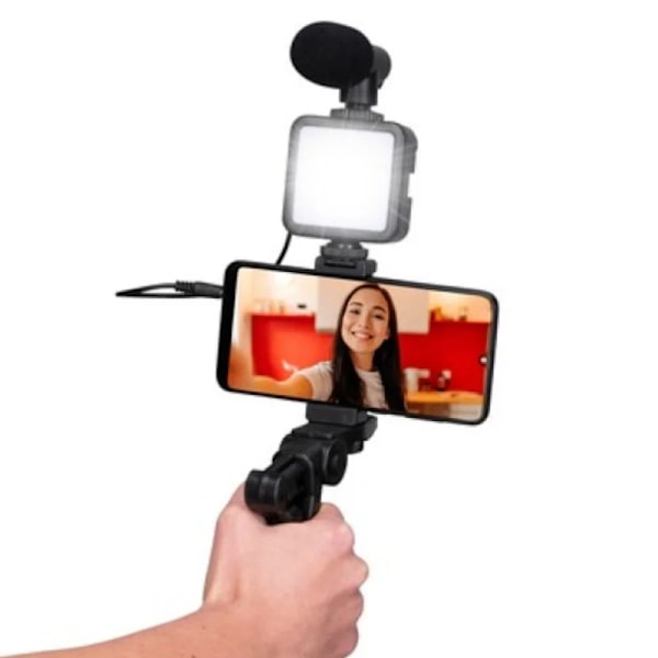 Selfie-lampa med Mikrofon & Stativ för Mobil - LED