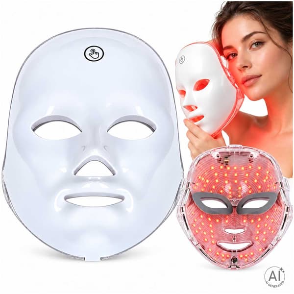 LED Ansiktsmask med Ljusterapi - 90 LED-lampor & 7 ljusfärger