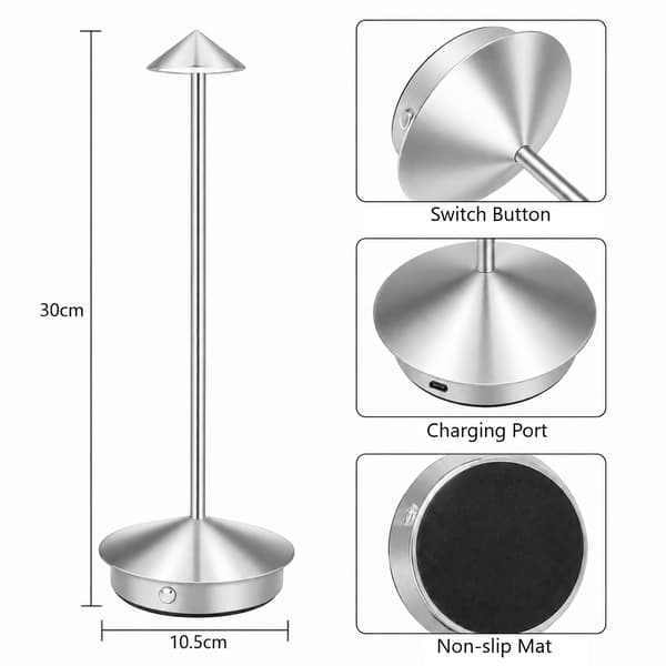 Bordlampe / Skrivebordslampe - Trådløs LED-lampe Silver