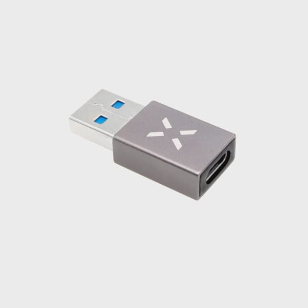 FIXED LINK USB-A Hane till USB-C Hona adapter Grå