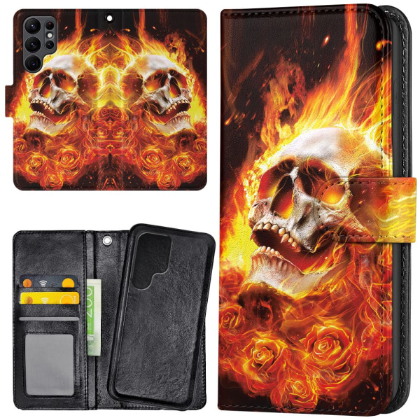 Samsung Galaxy S24 Ultra - Lompakkokotelo/Kuoret Burning Skull