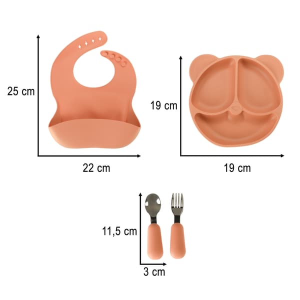Barnservis Silikon - 4-delar Orange