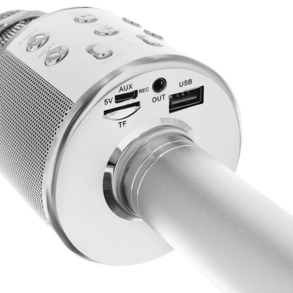 Karaoke mikrofon med høyttaler / Karaoke med mikrofon - Bluetooth Silver