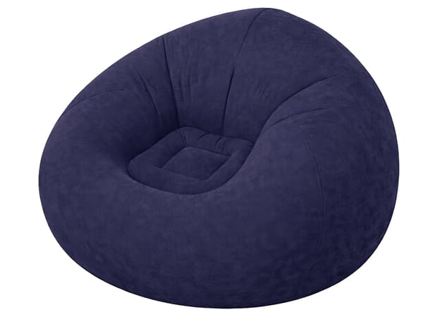 Uppblåsbar sittpuff velour Mörkblå