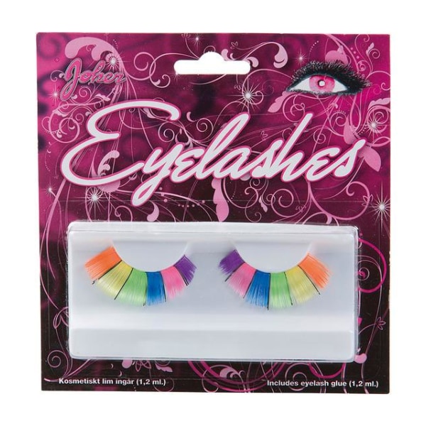 Falske øyevipper / Eyelashes - Rainbow Multicolor