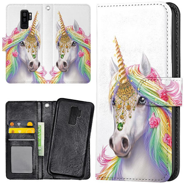 Samsung Galaxy S9 Plus - Lompakkokotelo/Kuoret Unicorn/Yksisarvi