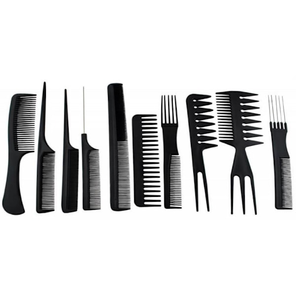 Frisørkamme Sæt / Hårkam Kit - (10 dele) Black