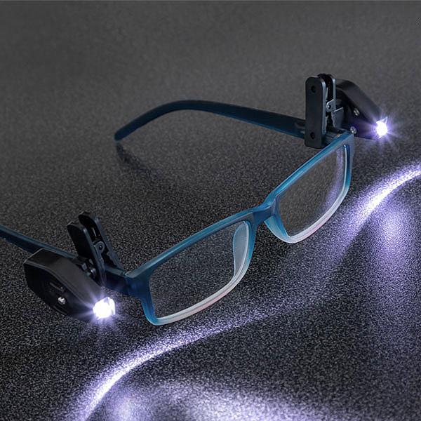 LED-lampa för Glasögon - Fäst direkt på glasögonen Svart