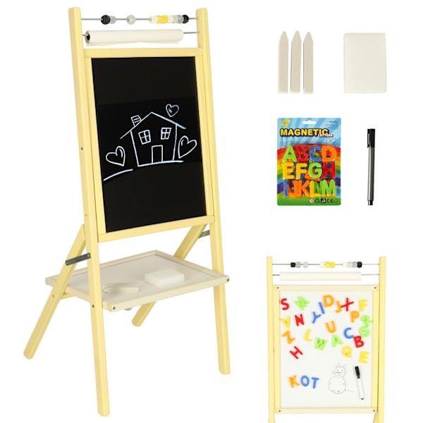 Blackboard - Griffeltavla med Stativ, Kritor & Magneter - 46x43 cm