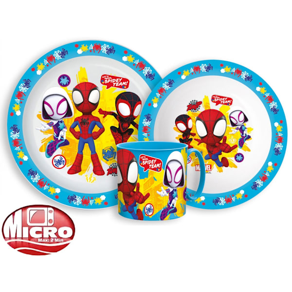 Spiderman Spidey middagsset, mikropolymer-set med mugg 265 ml