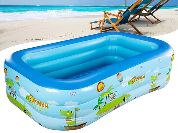 Uppblåsbar pool - Rektangulär familjepool för barn