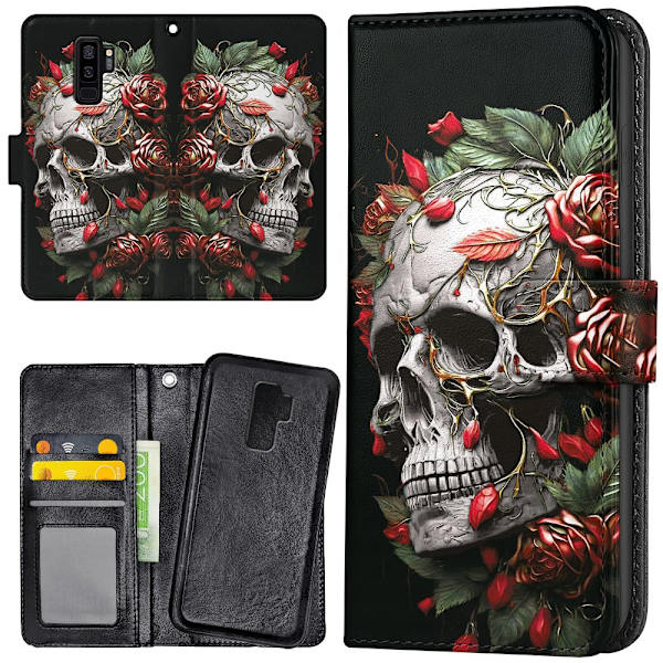 Samsung Galaxy S9 Plus - Lommebok Deksel Skull Roses