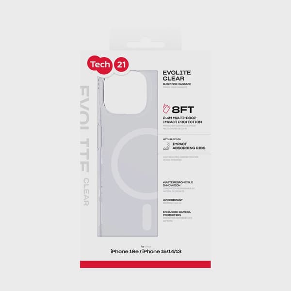 Tech21 Evo Lite MagSafe iPhone 17e/16e/15/14/13 Transparent
