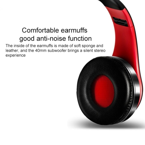 LPT660 Bluetooth Hörlurar - Mikrofon & TF-kort - Svart/Röd multifärg