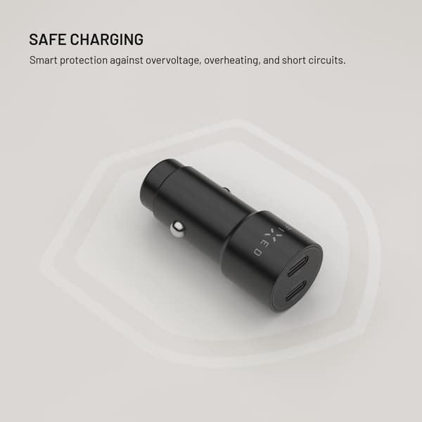 FIXED Supersnabb 65W 2x USB-C billaddare Svart