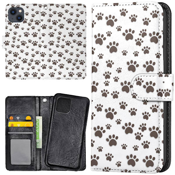 iPhone 14/15 Plus - Plånboksfodral/Skal Paw Pattern