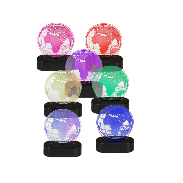3D Jordglobslampa / Jordglob LED-Lampa - 20cm multifärg