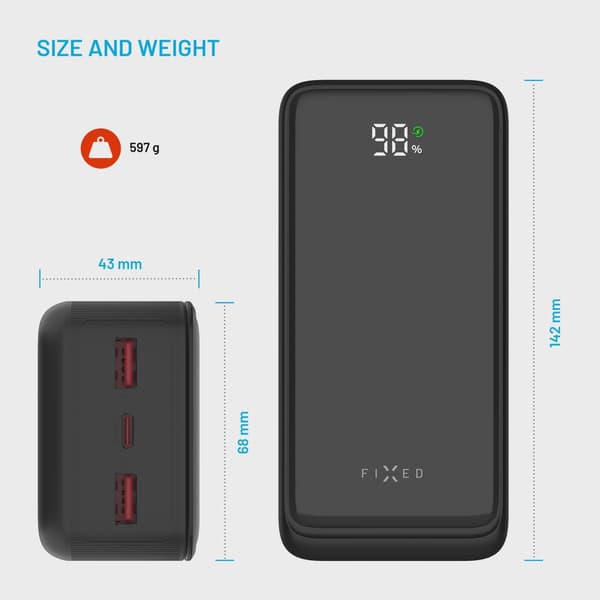 FIXED Zen2 30 USB-C PD 20W Power Bank 30.000 mAh Svart