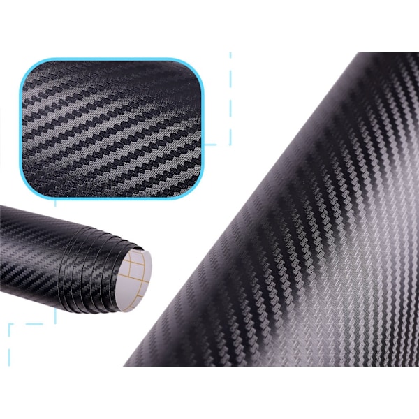 Kolfiber 3D-rullfilm svart 1,52x30m