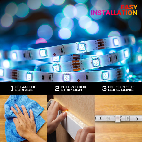 LED-Strip Lights med RGB / Lyslenke / LED-list - 10 meter Multicolor