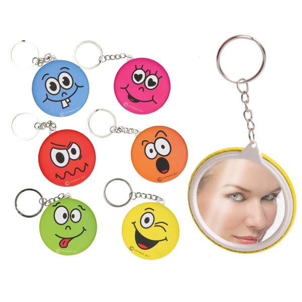 2-Pack - Smiley Nyckelring med Spegel multifärg