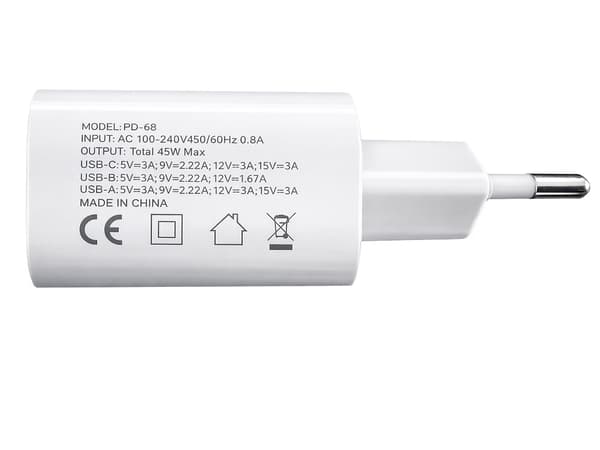 Snabbladdare 45W USB-A USB-C universell