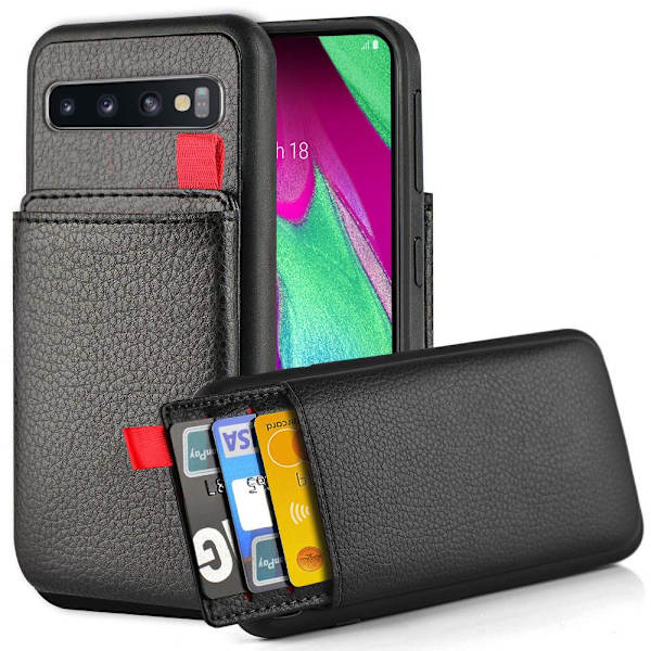 Samsung Galaxy S10 - Deksel / Mobildeksel med Skjult Kortlomme / Kortholder Black