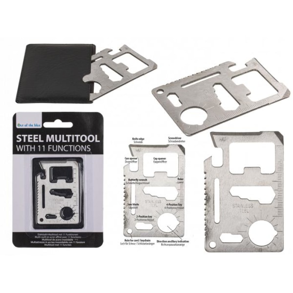 Multiverktyg Metallkort - Rymmer i Plånbok - 11 funktioner Silvergrå