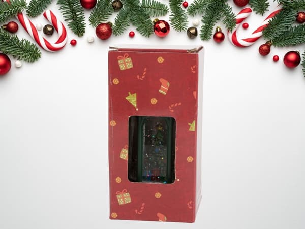 Led lykta julgran dekoration med glitter