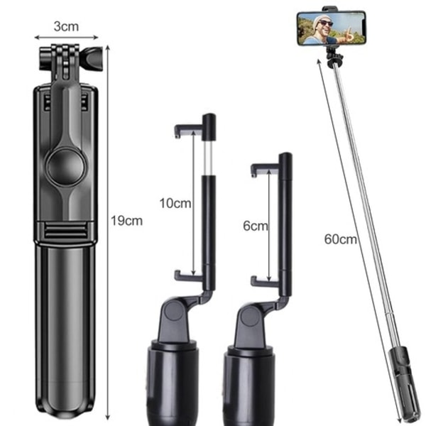 Selfiepinne / Selfie Stick - iPhone/Android - Bluetooth Svart