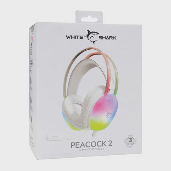 White Shark PEACOCK-2 Over-Ear RGB Gaming Headset Vit