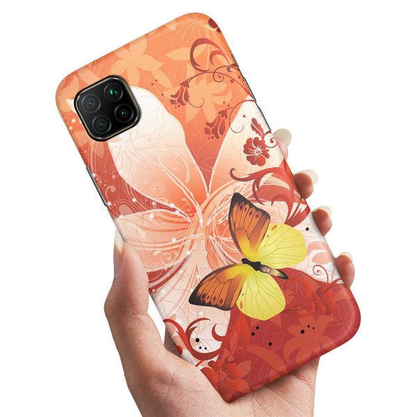 Huawei P40 Lite - Cover / Mobilcover Butterfly & Flower