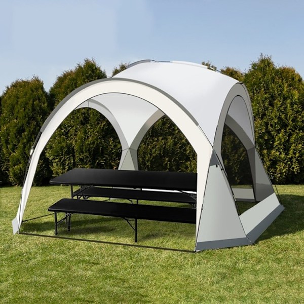 Hopfällbart Campingbord med Bänkar-Stol/Bord till Camping-180 cm Svart
