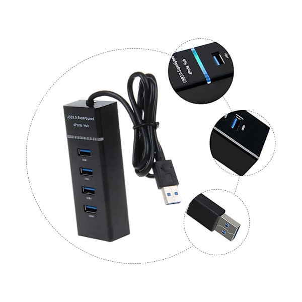 USB 3.0-Hubb - 4-Portar Svart