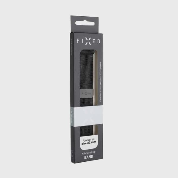 FIXED Mesh metallrem för Smartwatch Universal 22mm Svart