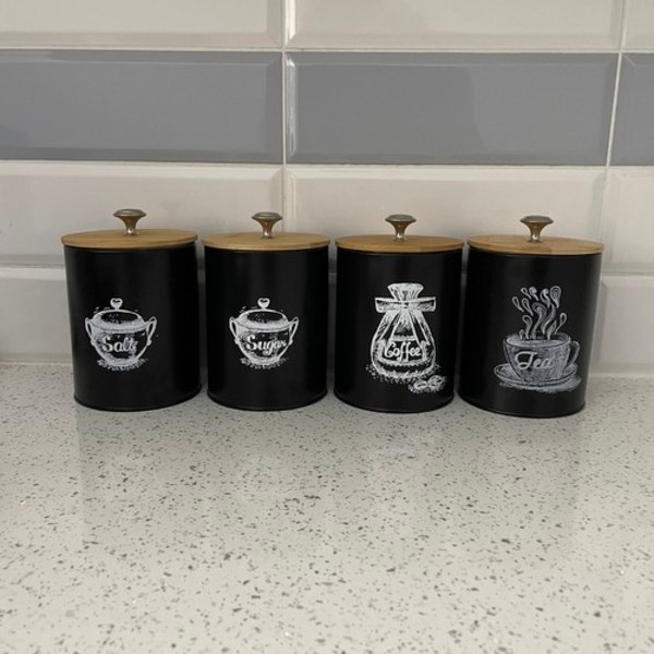 Köksbehållare / Matförvaring - Kaffe, te, salt, socker - 4-delar