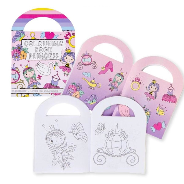 3-Pack - Fargebok for barn med klistremerker Pink Prinsessa