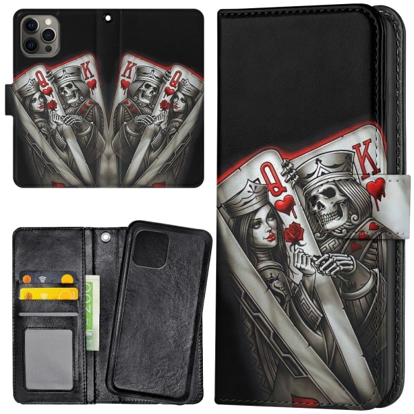 iPhone 12 Pro Max - Lompakkokotelo/Kuoret King Queen Korttipakka
