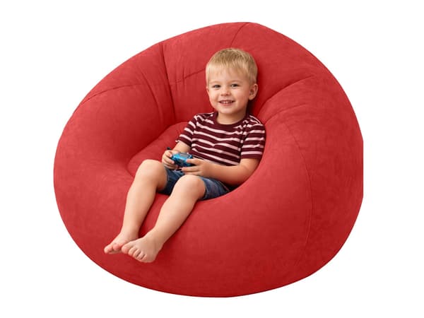 Uppblåsbar sittpuff velour Röd