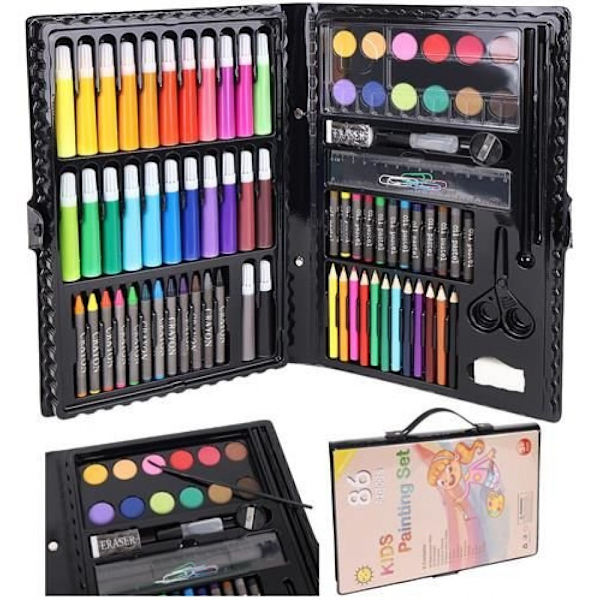 Maalaussetti Lapsille 86 osaa - Piirrä & Maalaa Multicolor