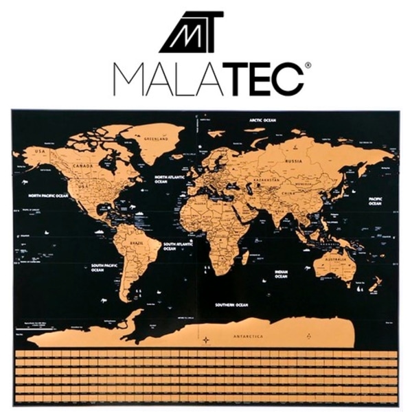 Kort med Skrabe / Scratch Map / Verdenskort - 82 x 59 cm